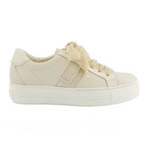 Beige leather combo sneakers. Women’s US sizes Never worn